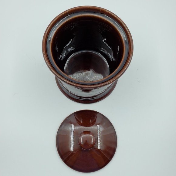 Rogers Pottery Brown Lidded Jar Brown Glaze Cookie Jar Canister Made in England - Picture 6 of 8